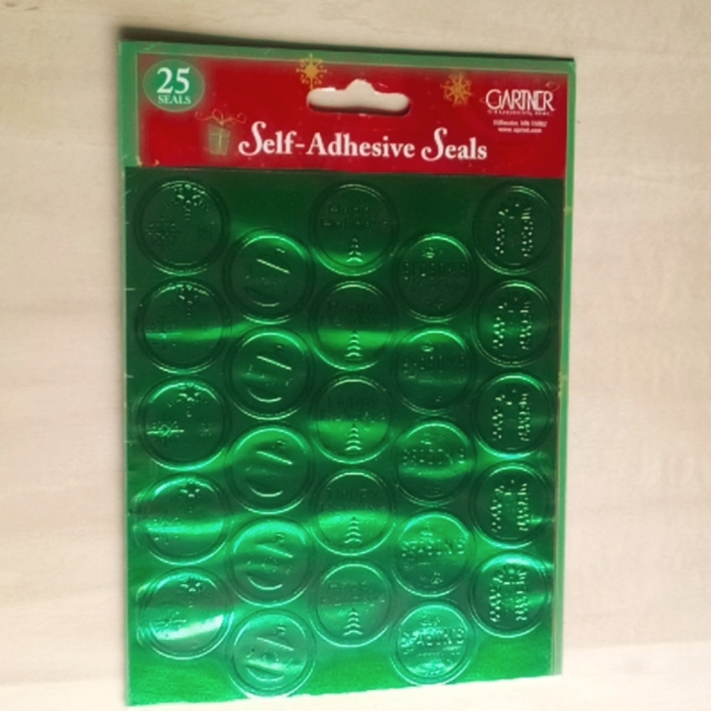 3/$15 Seals Green Foil Gartner Stationery 25 Self Adhesive 634680131022
